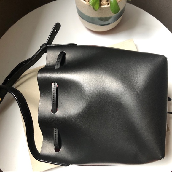 Mansur Gavriel Mini Mini Bucket Bag (Black/Flamma) - Picture 5 of 13
